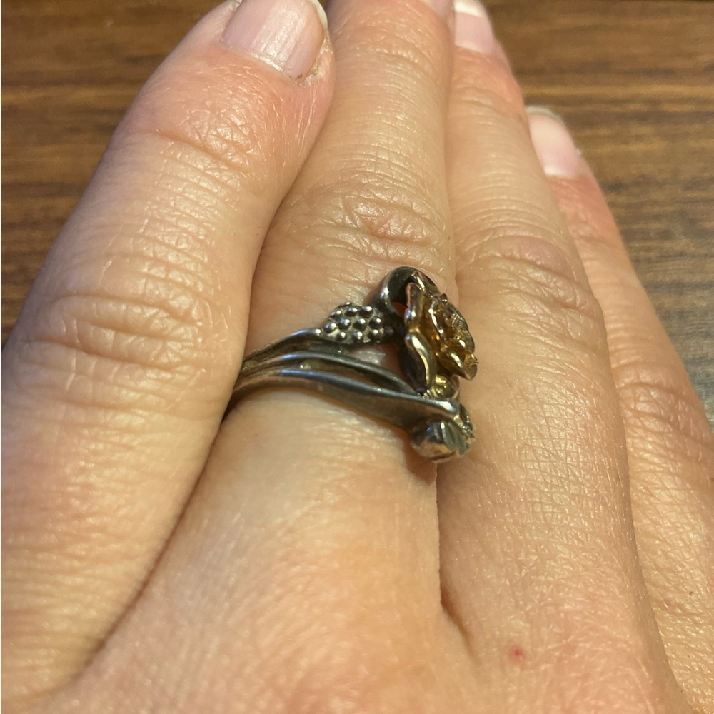 🌹Vintage Golden Rose and Silver Ring - Picture 2 of 8
